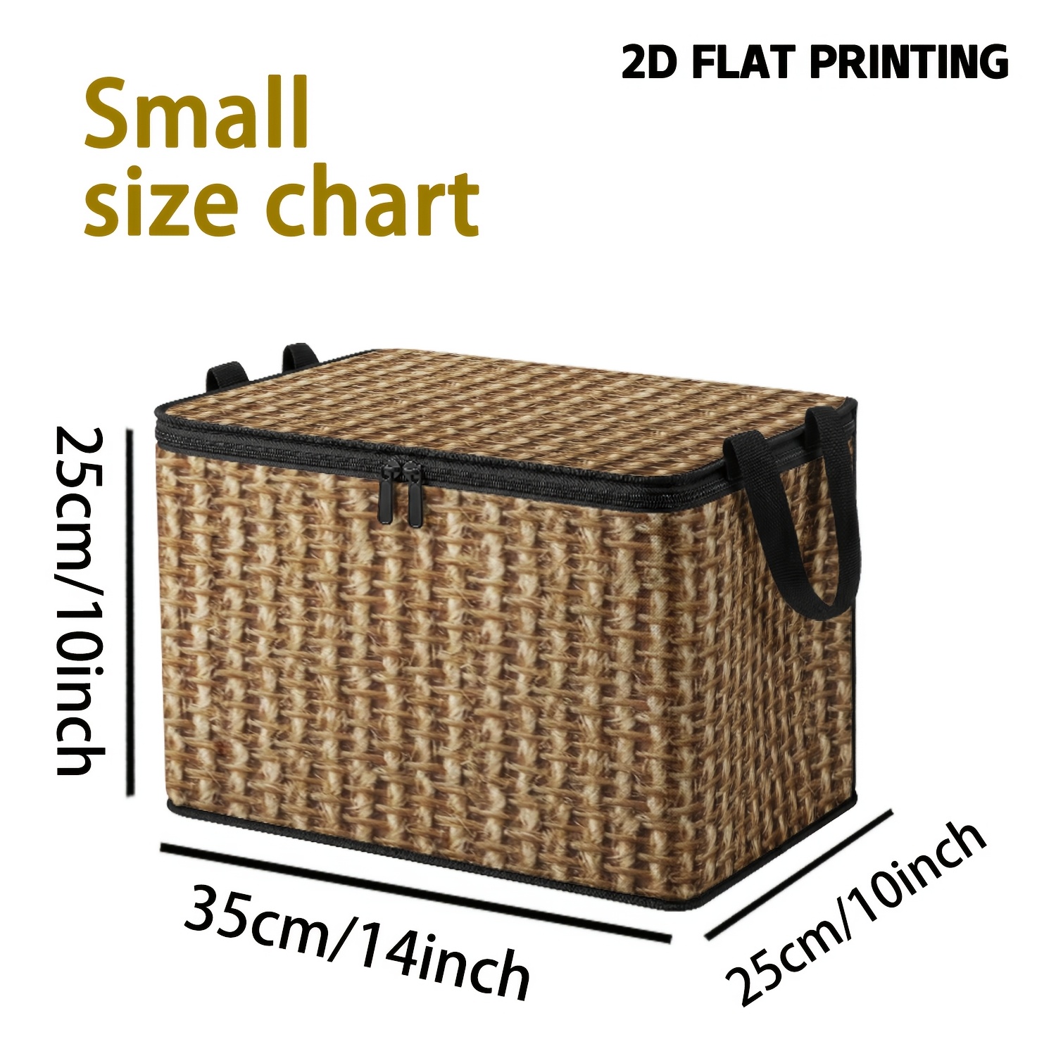 TEMU 1pc Rattan Woven Texture Large Storage Bag With Handles, Dustproof Clothes Organizer Box For Bedroom Closet, Portable Multi-functional Storage