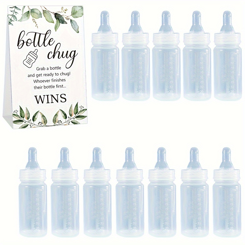 

13-piece Baby Bottle Chug Game Set With Sign For Baby Shower Party Favors, Gender Reveal Celebration, No Electricity Needed - Paper Material