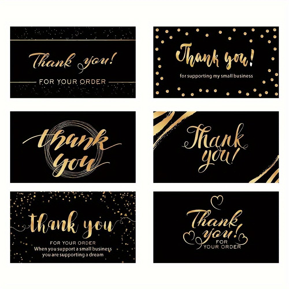 

50-pack Thank You Cards For Small Business – Elegant Golden Foil Design, Appreciation Note Cards For Customers, Orders, Business Events & Personal Use