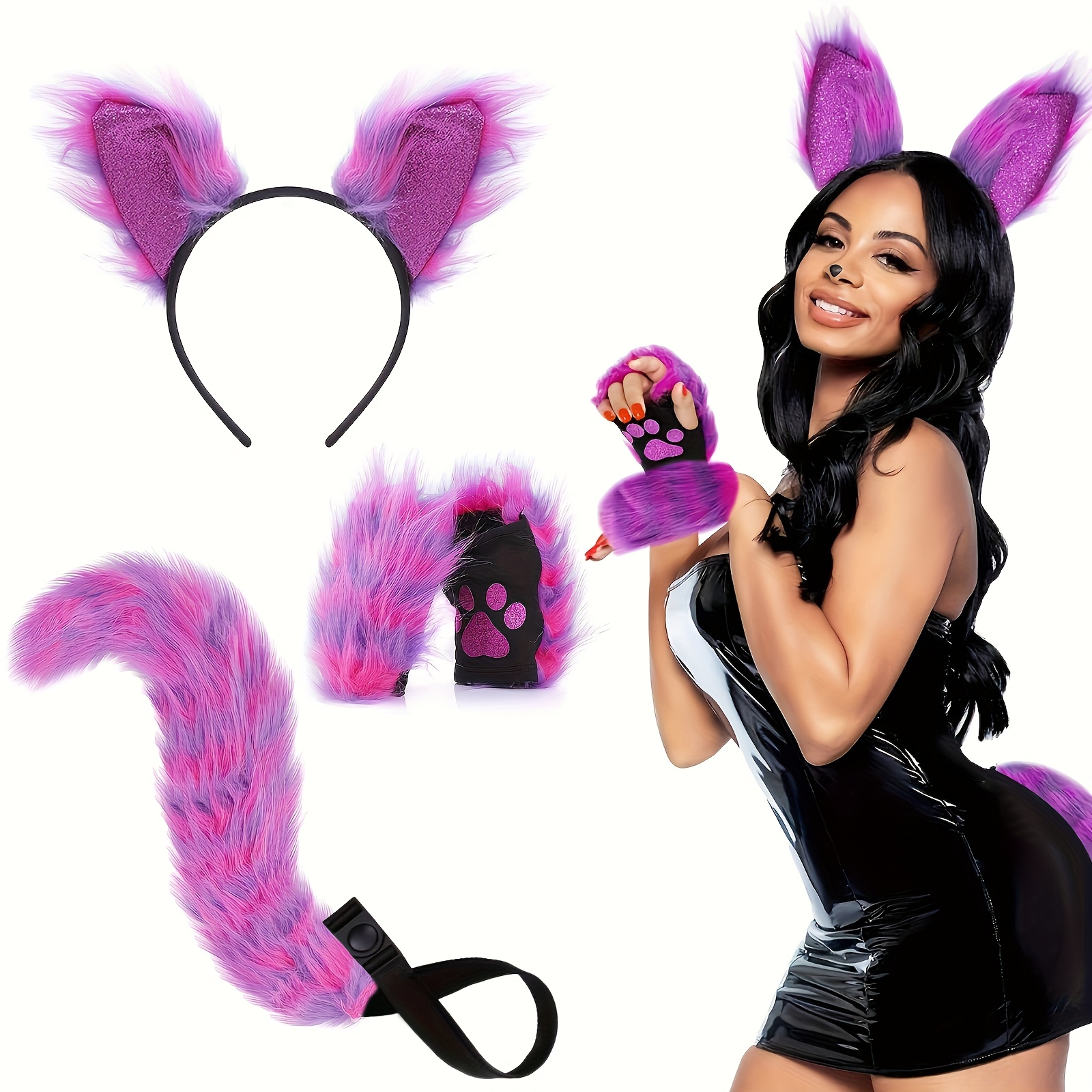 ZYHARUKO Pelzige Tier Pfoten Handschuhe - Fursuit Cosplay Zubehör