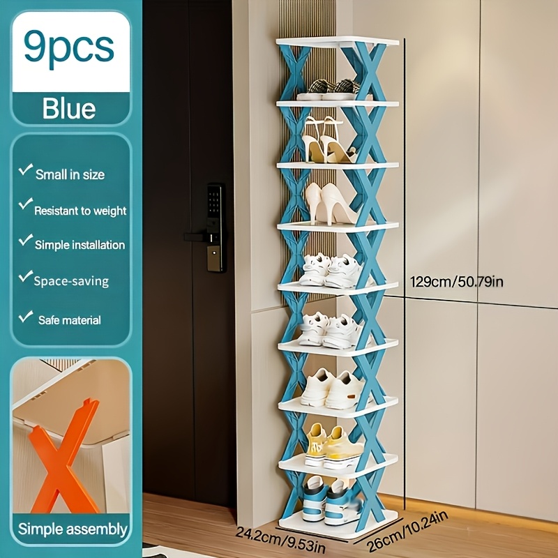 TEMU Étagère à Chaussures et Bottes Pliable à 9 Niveaux, de Place, Solution de Rangement pour Chaussures, Adaptée à , Portes, Balcons, Dortoirs,