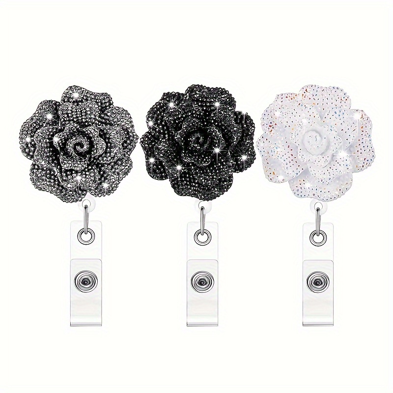 Cute Flower Patterns Badge Reel Retractable Badge Holders - Temu