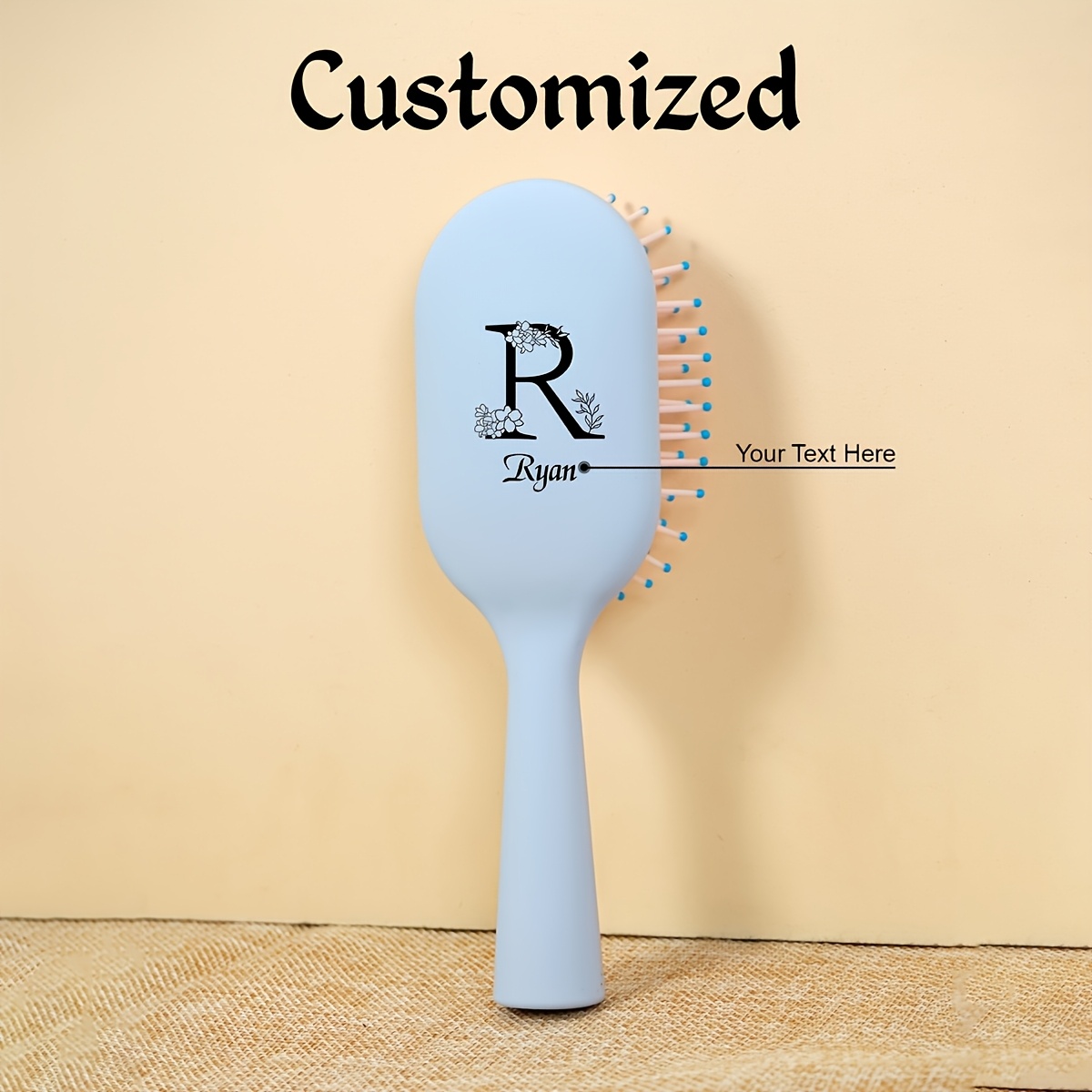 

1pc Custom Engraved Hair Brush, Personalized Detangling Paddle Comb With Vertical Massage, Soft For All Hair Types, Abs Plastic Handle, Ideal For Women, Blue