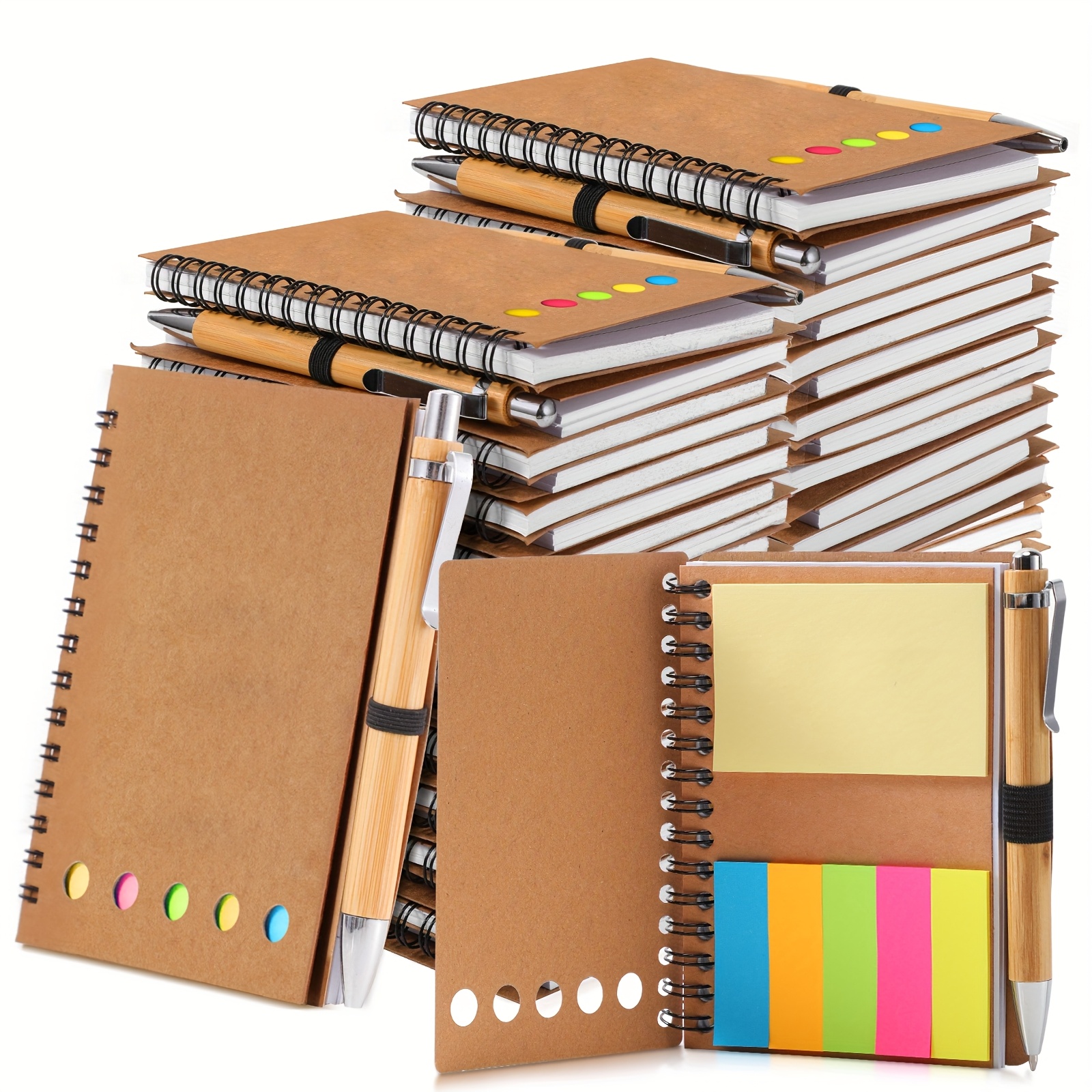 item picture 30 sets employee appreciation gift bulk team graduate thank you gift notebook   cover notebook sticky notes with bamboo ballpoint pen for volunteer teachers nurse coworker multi item party favor packs