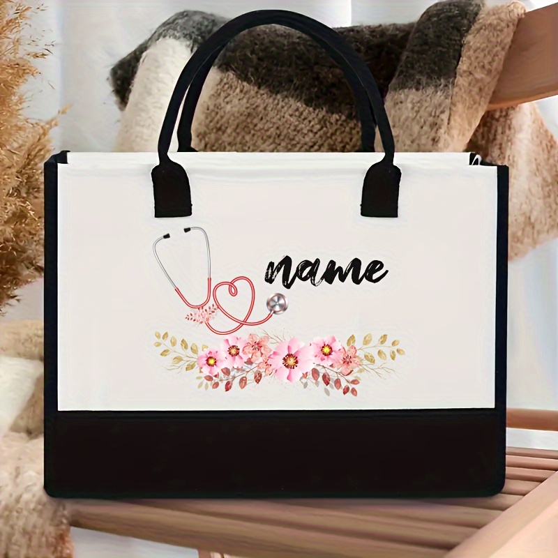 

Custom Name Nurse Tote Bag - Personalized Canvas Handbag With , Foldable & Spacious For Shopping, Beach, And Work - Ideal Gift For Nurses And Doctors, Cosmetic Bag, Colleagues Gift