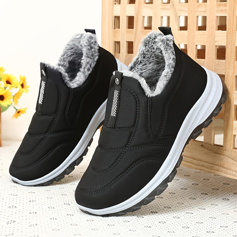 winter mens large size outdoor short boots fleece lined warm non slip pvc sole round toe design black casual hiking shoes suitable for all   Product details 5