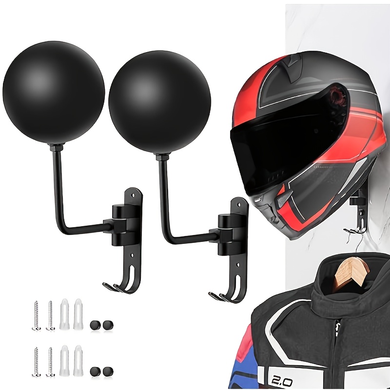TEMU Rack Motorcycle Helmet Holder Wall-mounted With 180 Degree Rotation, With Motorcycle Accessories For Jackets, Hats, Footballs, Baseballs And