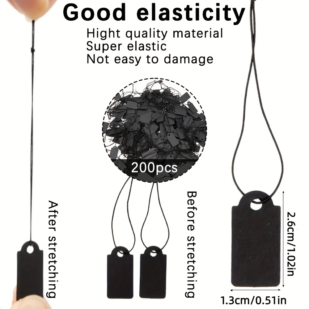 Image of 100/200pcs Black Tags, Gift Tags With Elastic String, Jewelry Tags Paper Gift Tags For Gifts Clothing Jewelry