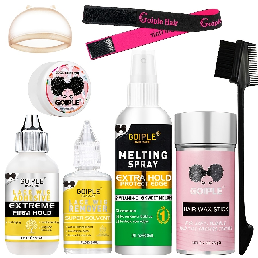 TEMU Goiple Wigs Tool Kit-wig Glue-edge Control Wax Long Lasting-hhair Wax Stick Frizz -lace Wig Adhesive -quick Dry Wig Remover-wig Elastic Band