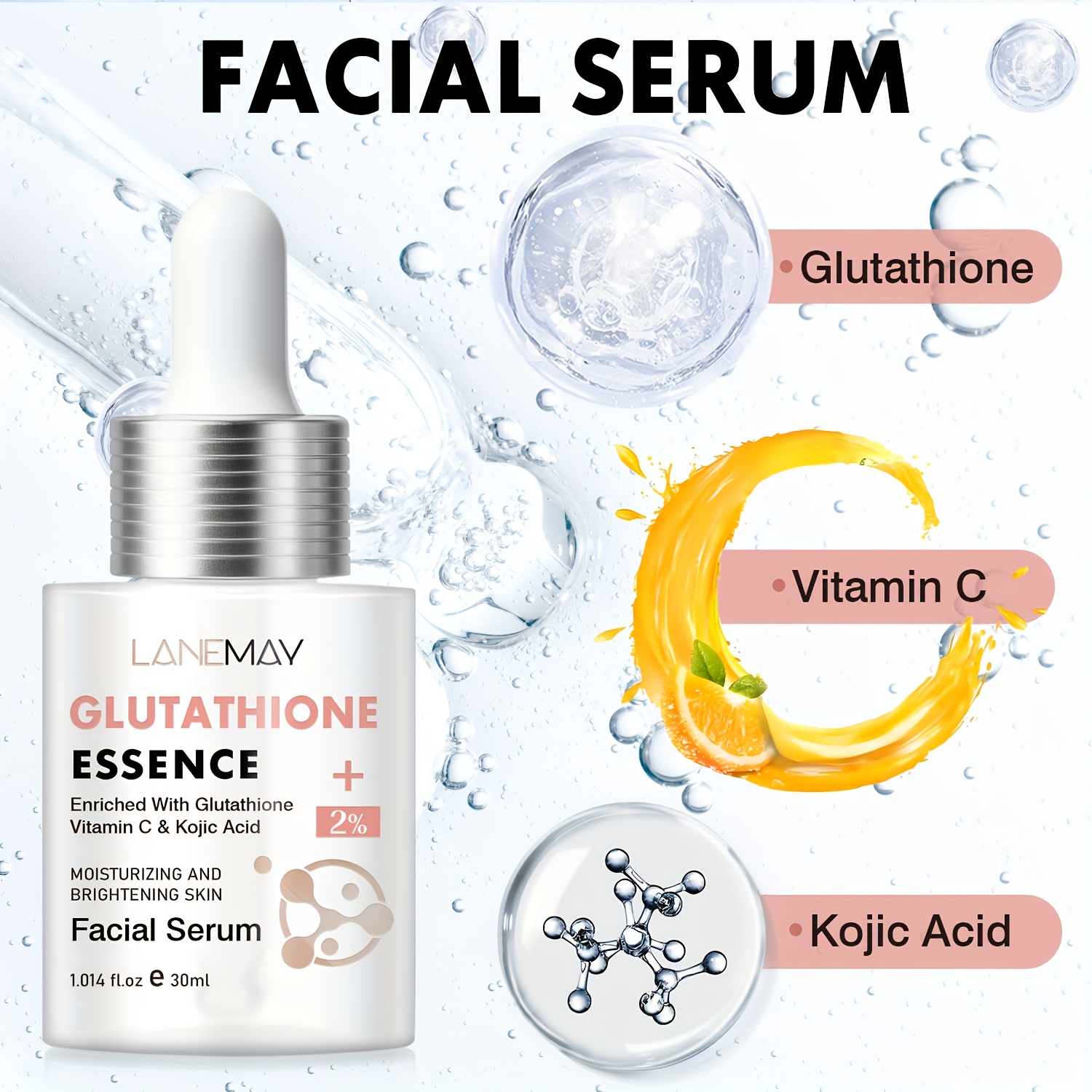 glutathione essence vitamin c kojic acid features - Temu Mauritius