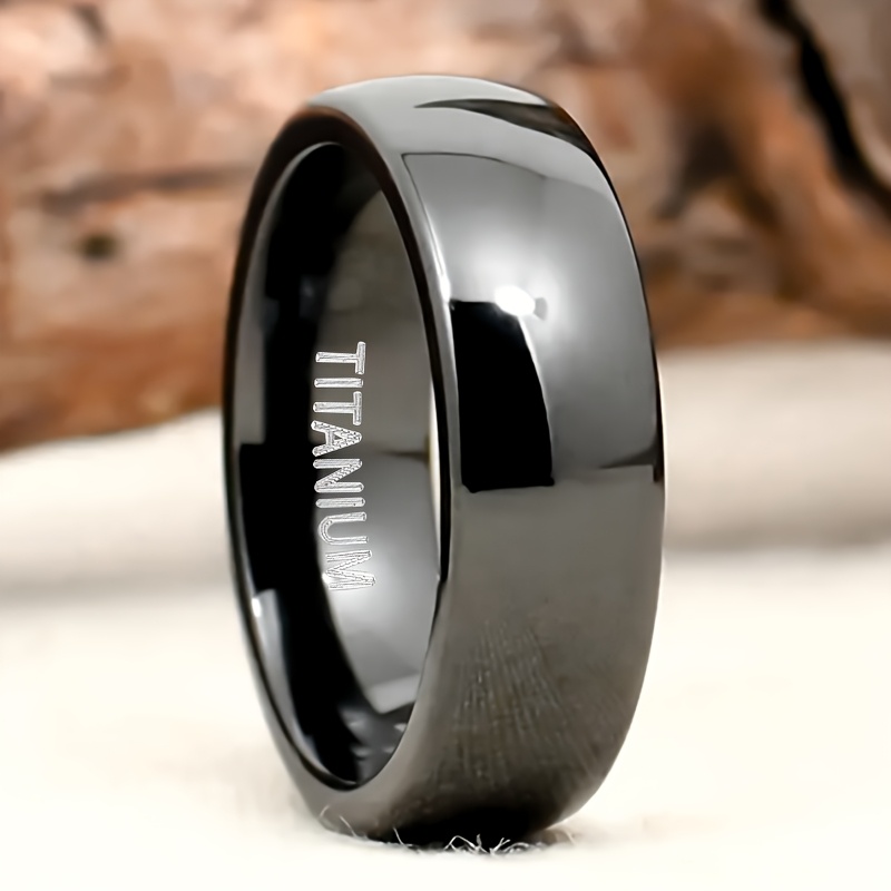 1pc 6mm Wide Minimalist Curved Ring Titanium Steel Gothic Women's Ring, Christmas Gift Jewelry