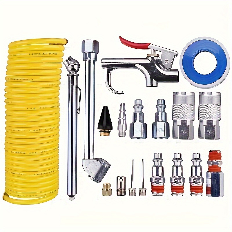 

20pcs Air Compressor Accessories Kit For Car Maintenance, With Hose, Air Compressor Tools Including Backflow Air Hose, Air Duster Blower And Nozzle, Air Compressor Connector