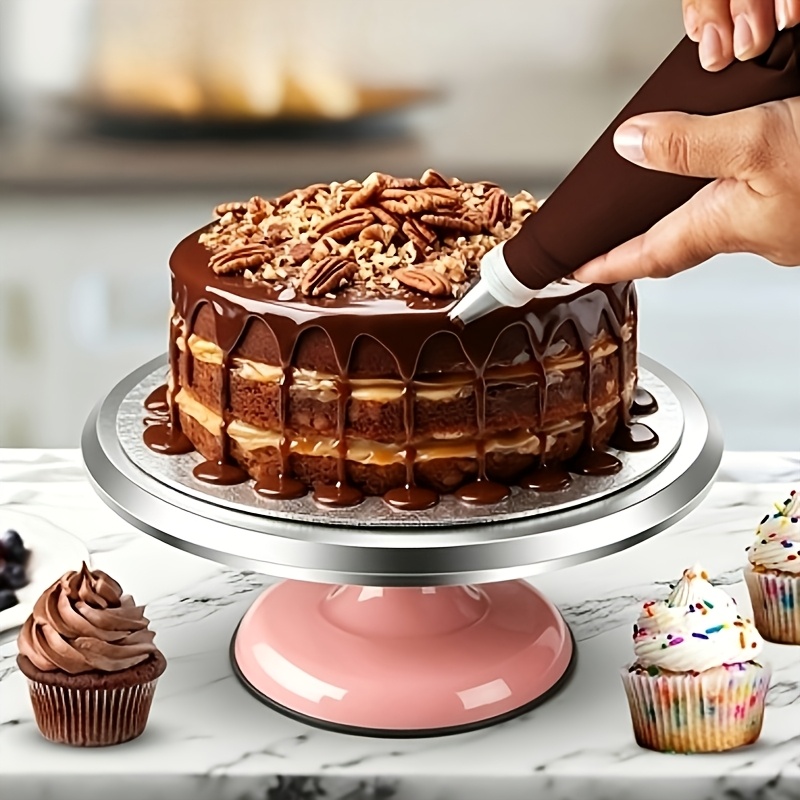 *. * 360° drehbarer Kuchen-Drehteller – Cupcake-Gebäck-Dekorationsständer, Drehteller für Zuhause, Küche *ei-Präsentation, Kuchendekorationswerkzeuge für Damen Mädchen, Backzubehör (Pink, Grün)