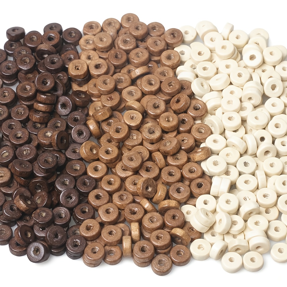 TEMU 2d Flat - 300pcs Flat, Round 8mm Wooden Beads, Spacer Beads, Round Shape, Suitable For Jewelry Making, Bracelet Crafting, And Beading Design,