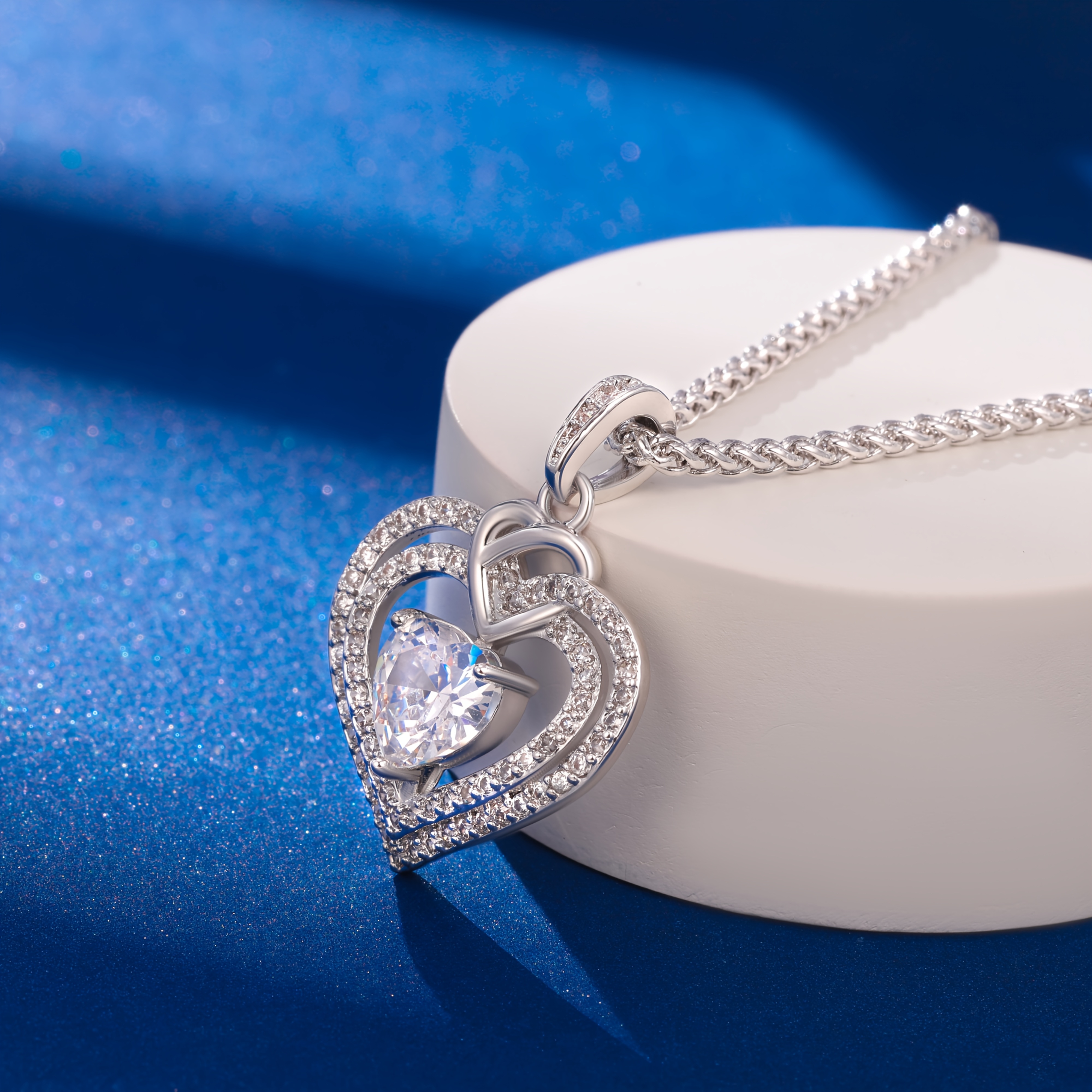 Women's 925 Silver Moissanite Heart-Shaped Necklace