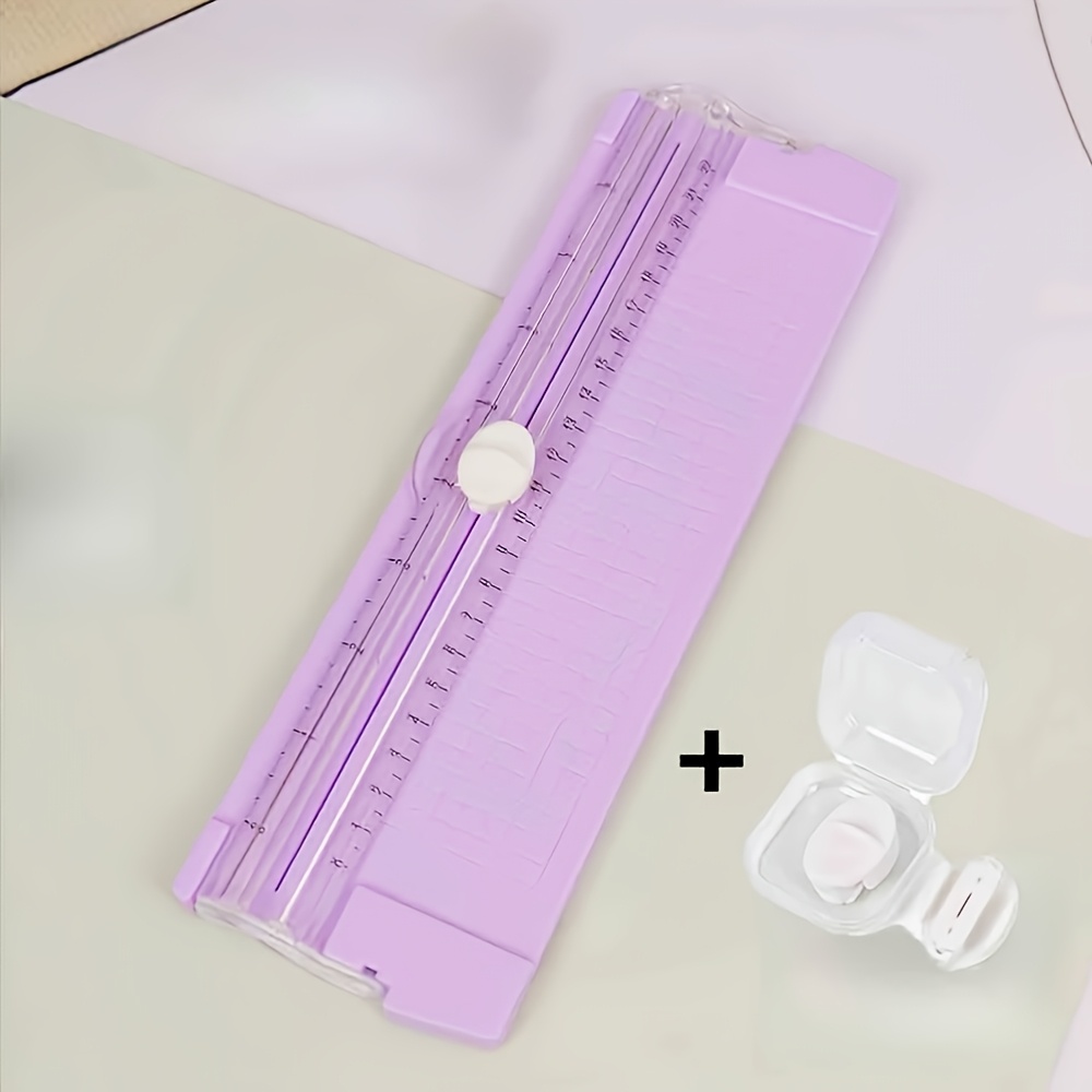 TEMU Cortador de papel deslizante bidireccional de 2 piezas, cortador de papel con hojas de repuesto, mini herramienta de corte para álbumes de