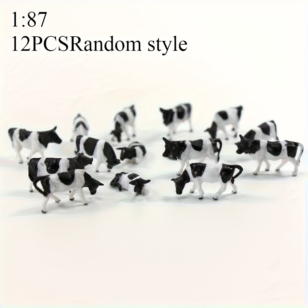 Set Of 12 Realistic Black And Figurines - Flexible Legs And Eyes, Sturdy Farm Animal Model