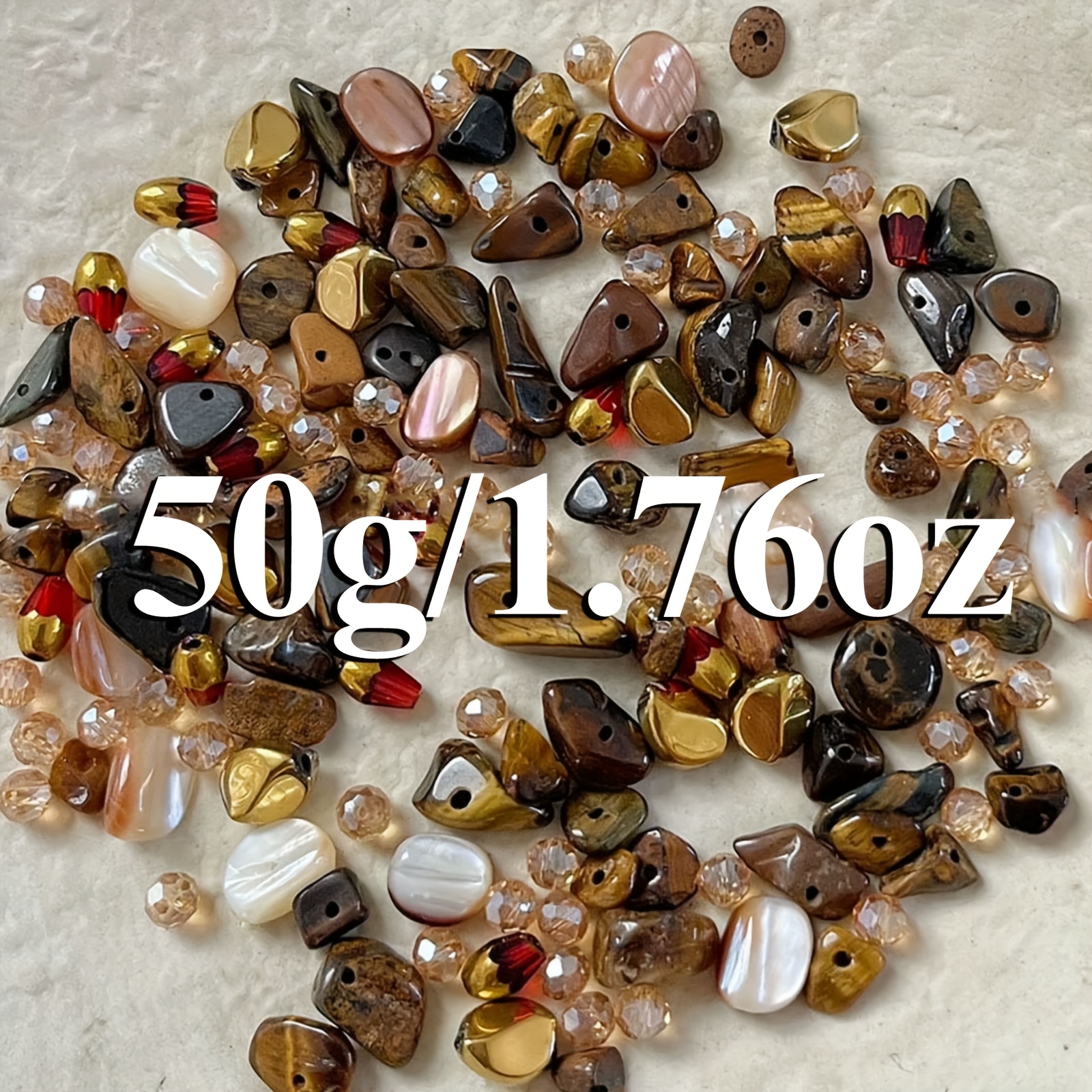 Image of [ ] Fashion Versatile Eye Natural Stone, Glass Mixed Bead Set: 1.76oz Mixed Random Beads, Suitable For Bracelets, Necklaces And Other Crafts And Accessories Material Beads