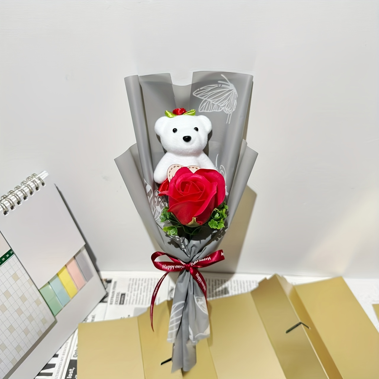 1pc Artificial Rose Bouquet, Best Gift For Her, Symbolizing Love, Friendship, Family, Christmas, New Year, Valentine's Day, Birthday Anniversary Party Gift