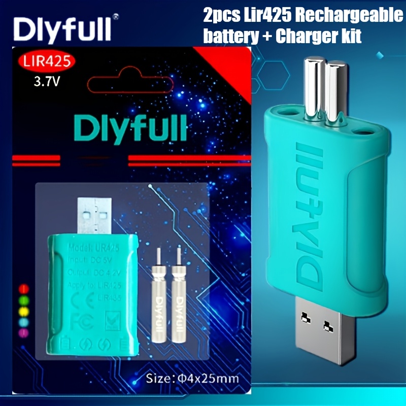 Image of 2pcs Lir425 Rechargeable Battery + Charger Night Fishing Electronic Fishing Rod Tip Lights Glow Sticks, Shore Fishing Alarms Luminous Float Led Night Tackle