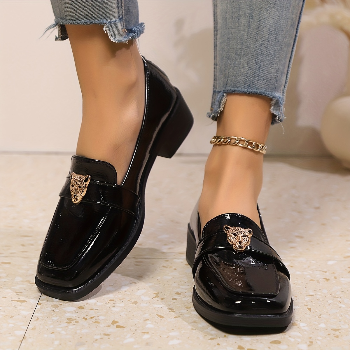 Women's Flat Shoes, Casual Shoes, Flat Sole Shoes, Low Heel Shoes, Women's  Dress Shoes, Women's Slip-* Women's Black Glossy Slip-* Black Shoes with *  Small Black Shoes * Christmas and Holidays, Women 