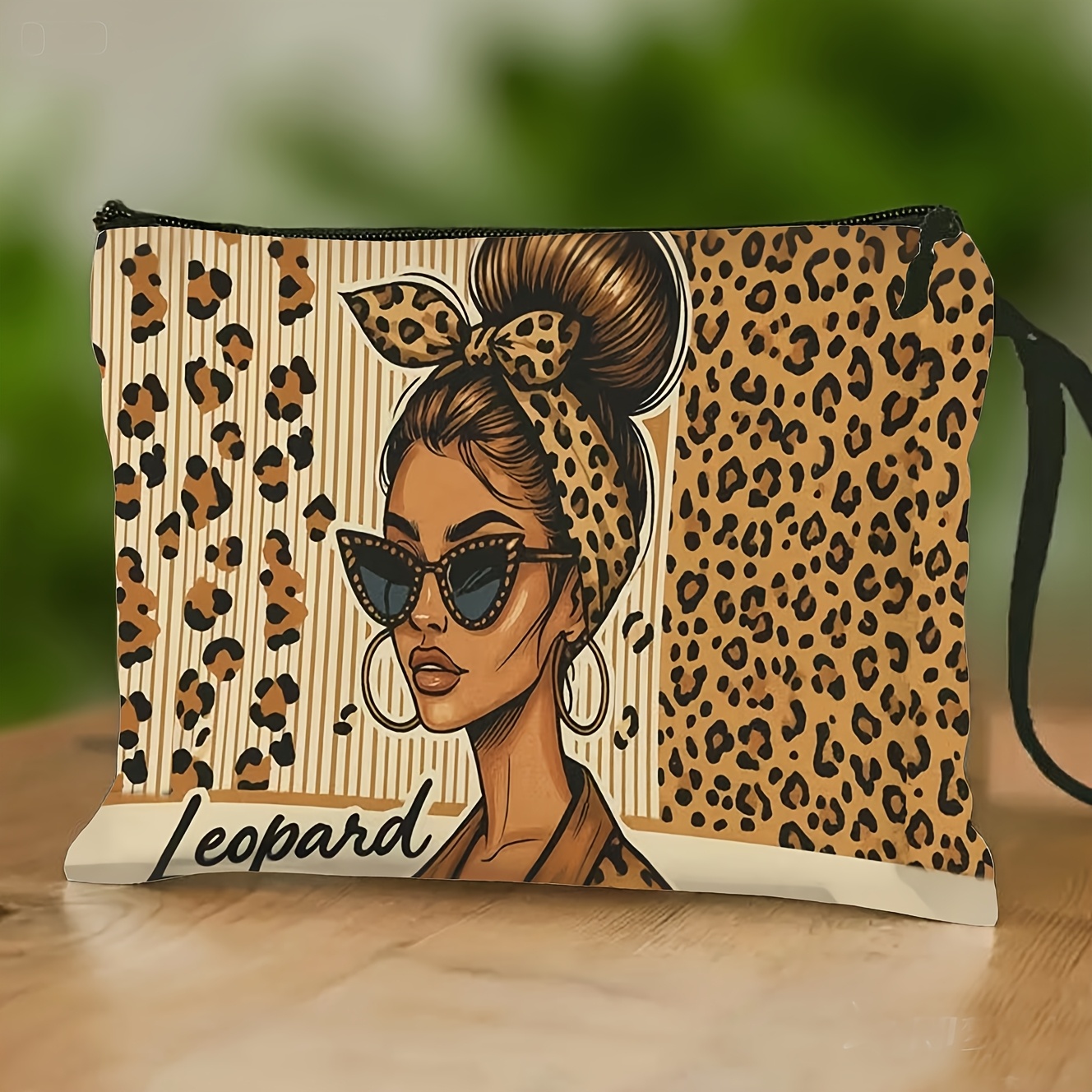 1pc Leopard Print Girls' Toiletry Bag, Portable Cosmetic Storage Pouch with  Zipper Closure, Suitable for Travel, Students, And Office