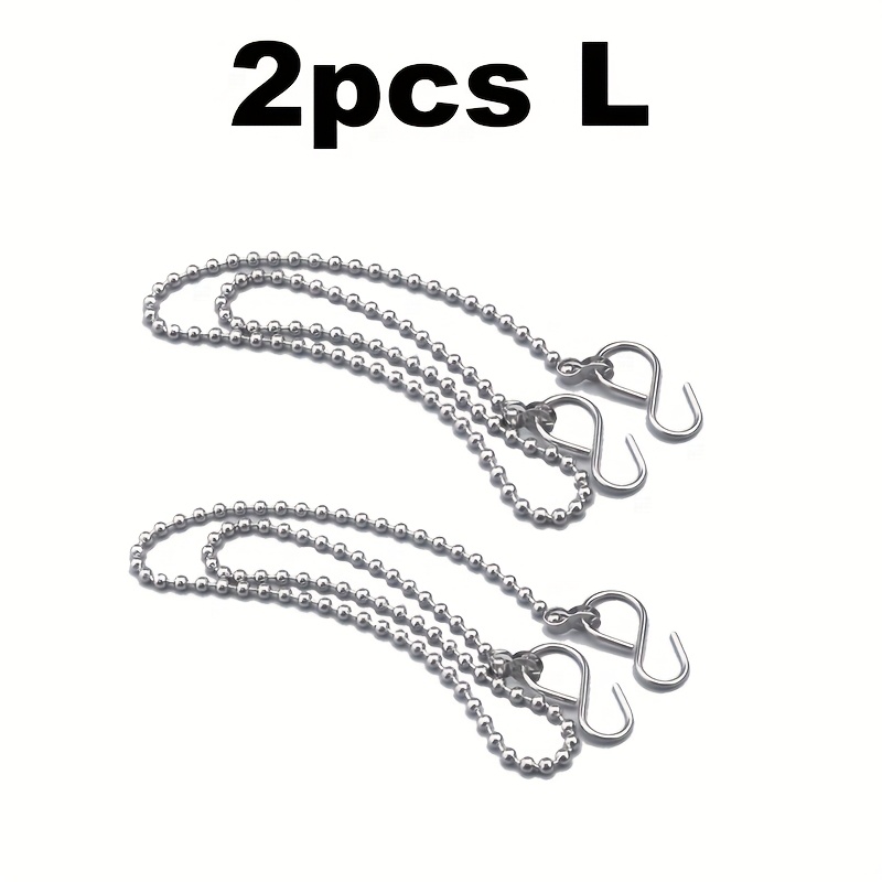 TEMU Set Of 2 Rust-resistant Stainless Steel Beaded Chains Featuring Hooks - A Sturdy Bathroom Accessory With A Polished Chrome End, Designed For