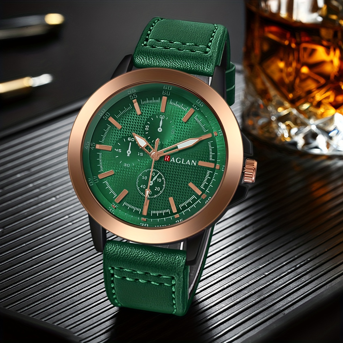 mens business leisure quartz watch retro cool fashion analog pu leather male wrist watch green 11