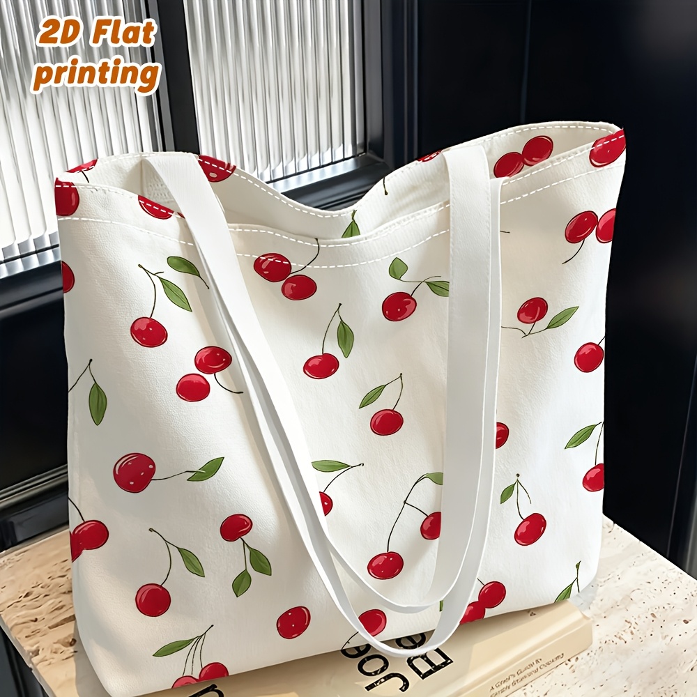 TEMU 1pc Cherry And Pattern Printed Women's Shoulder Bag, Crossbody Bag Hand/backpack Dual Use Reusable, Exquisite , Suitable For Daily , Graduation