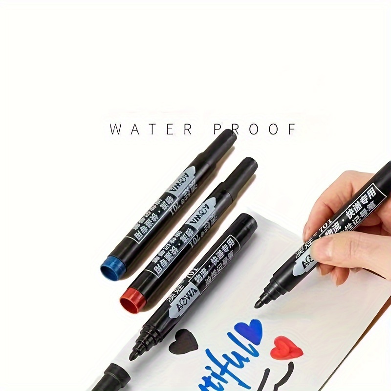 

10pcs Waterproof Markers, 2mm Fine Tip - Ideal For Paper, Steel, Glass - School & Office Use, Smooth