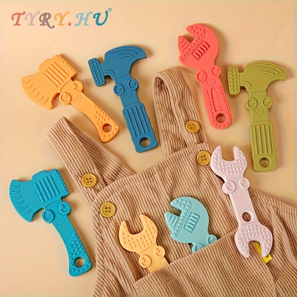 

4pcs Food Grade Bpa Free Silicone Teethers, Hammer Wrench Spanner Pliers Teethers, Soft-textured, Christmas, Thanksgiving Day Gifts