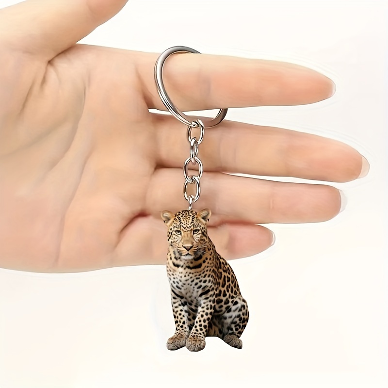 

1pc Leopard Print Acrylic Keychain - Thanksgiving, Christmas & Halloween Gifts | Diy Holiday Charm For Backpacks