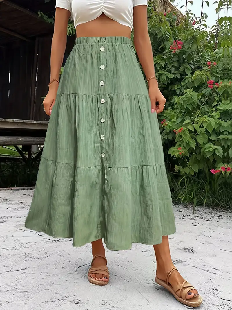 womens olive line midi skirt casual semi - Temu womens olive line midi skirt casual semi - Temu