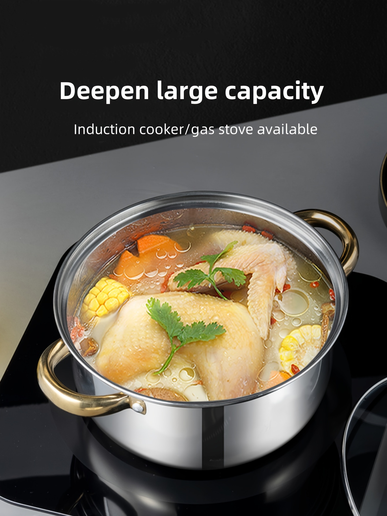 12pcs stainless steel cookware set with golden handles kettle for kitchen and cooking cross border e commerce details 5