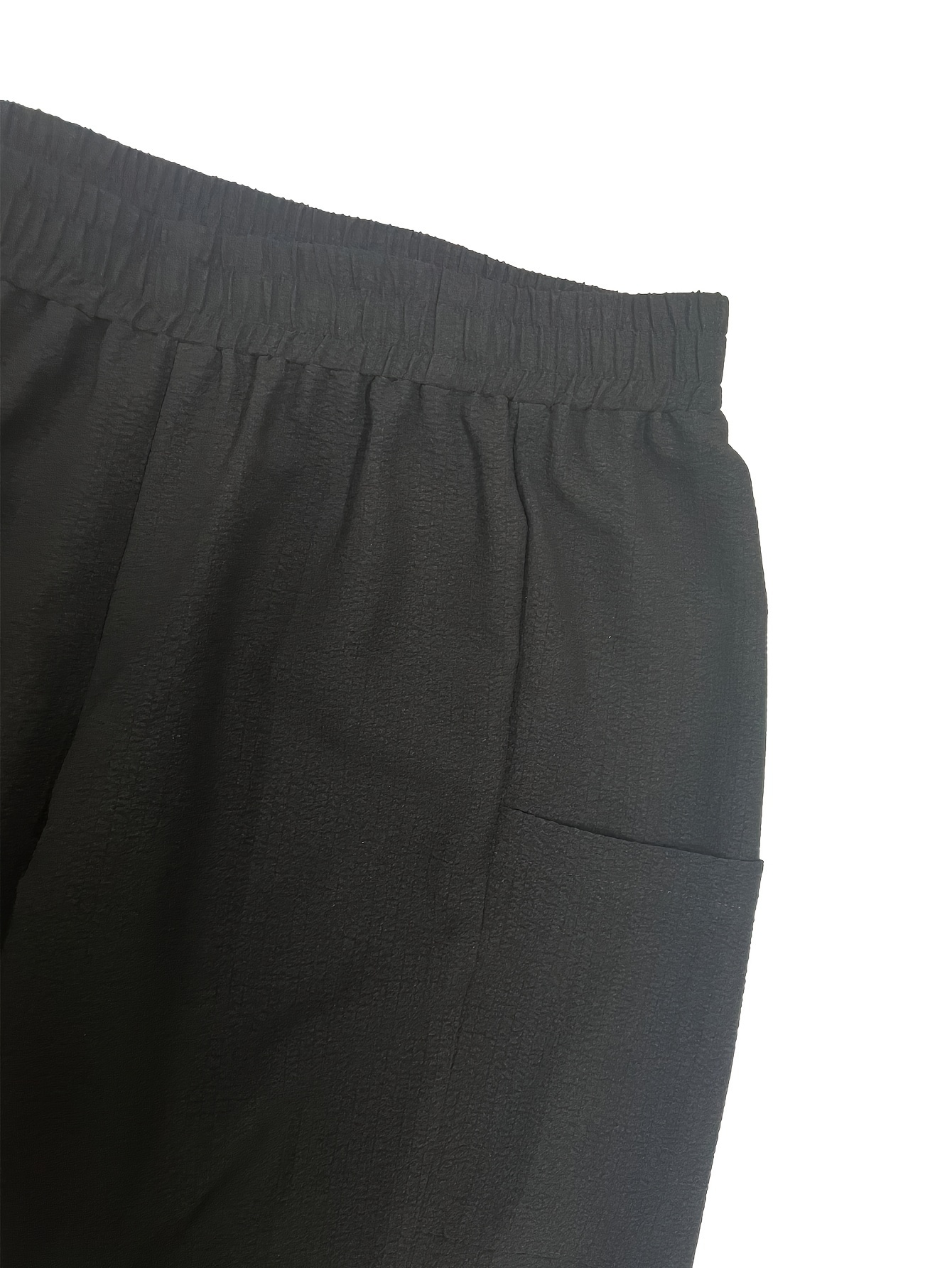 Plus Size - Women'S Plus Size Elegant Solid Color Wide-Leg Pants - Non-Stretch Fabric, All-Season Casual Trousers with Pockets, Brown, Comfortable Footwear, Stylish Accessory, Durable Fabric