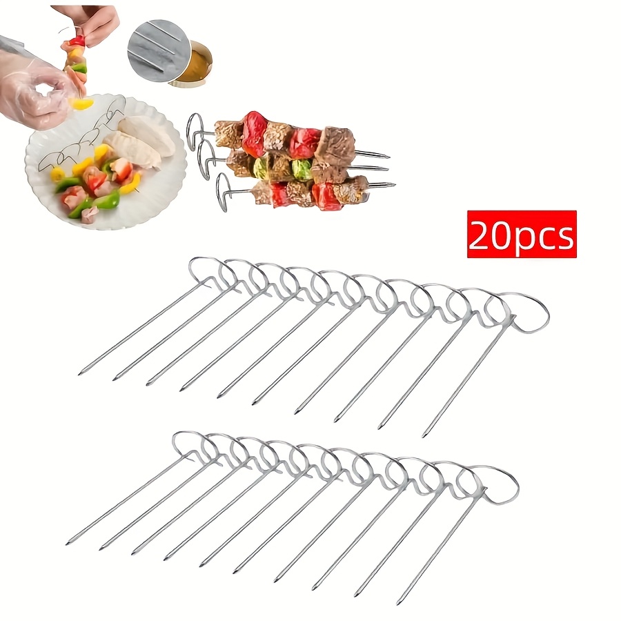E-shop 20 Stück Edelstahl-Grillspieße, Langlebig und Rostfrei, Wiederverwendbar, für Outdoor-Kochen, Hausgrillen und Küchenzubehör