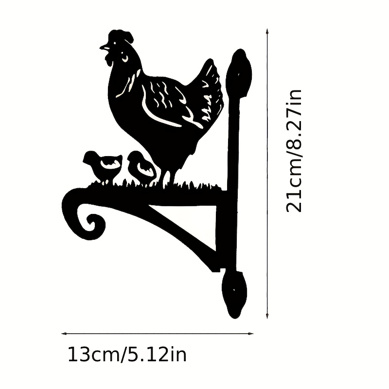 Image of 1pc Metal Chicken Shaped Wall Hanging Basket With Lantern Hook - Multifunctional Iron Plant Support For Indoor/outdoor Use, Design With Decorative Egg Pattern, For Garden, Patio Or Home Decor