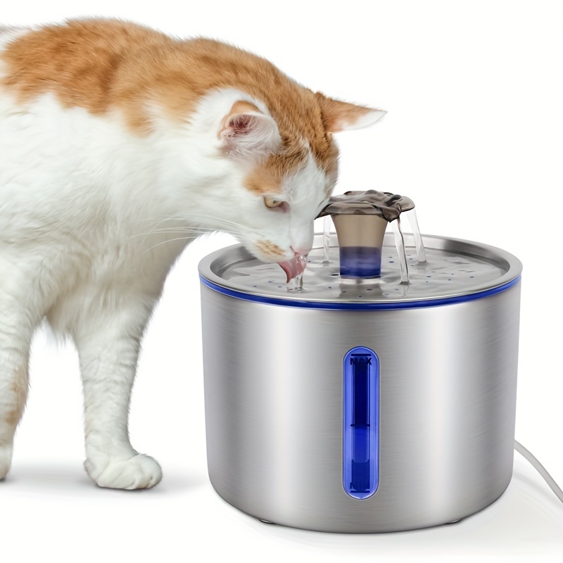 

Stainless Steel Cat Fountain With Led Lights And Activated Carbon Filter, Ultra-quiet Cat And Small Dog Water Dispenser