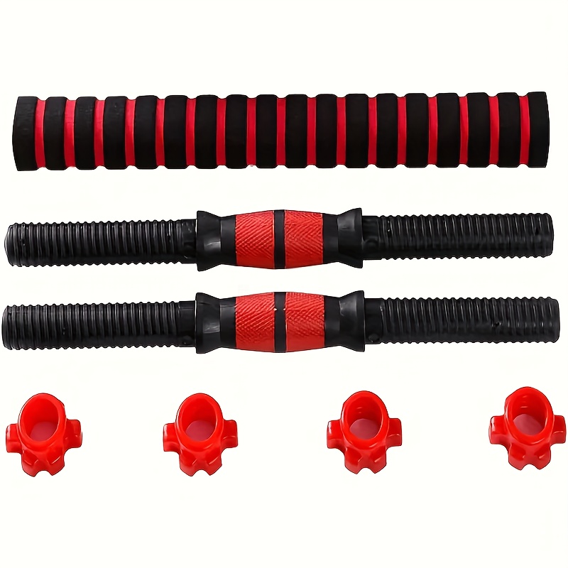 TEMU Hot Selling 7pcs Adjustable Dumbbell Connector Set With 15.75-inch Telescopic Extension Bar, Red And Black Abs High-strength Dumbbell Accessories For Home Gym Strength Training Equipment