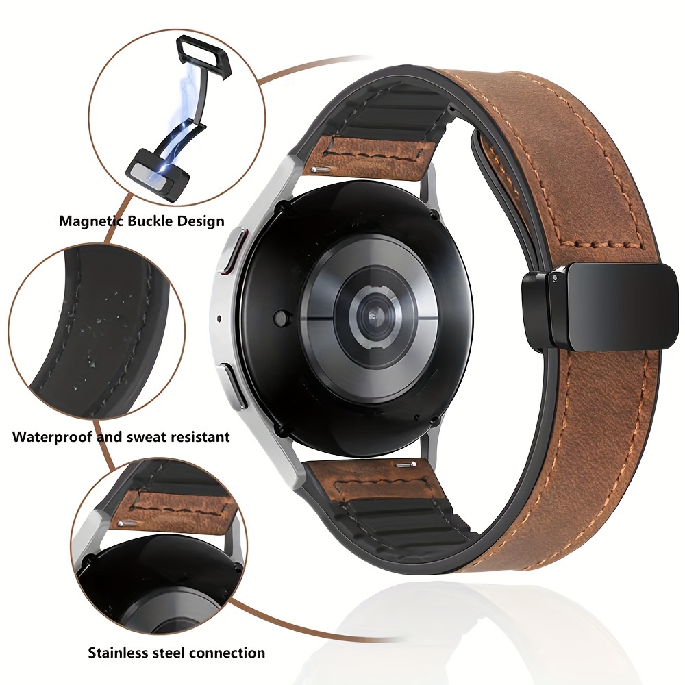 TEMU 22mm 20mm Leather Silicone Bands Compatible With 6 5 4 3, For Xiaomi Watch , Smart Watch Strap Active 2 Bands 40mm 44mm/ Active 40mm For 3 41mm/ 42mm Gear S2 22mm 20mm