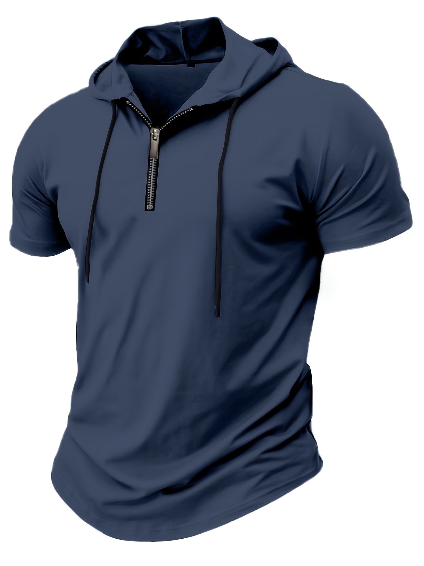 mens short sleeve hooded t shirt full zip front zip Temu