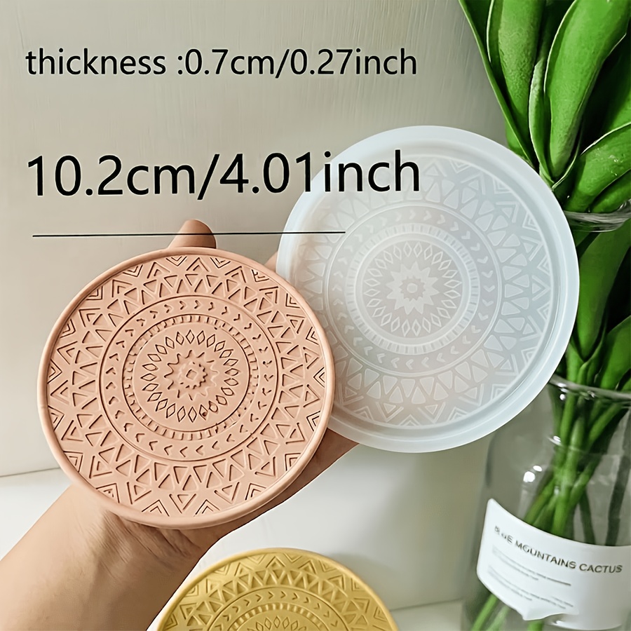 Image of Resin Silicone Mold-floral Coaster Resin Mould Round Coaster Plaster Mould Handmade Cement Coaster Silicone Mould Flower Coffee Cushion Resin Mould Insulated Cushion Concrete Mould