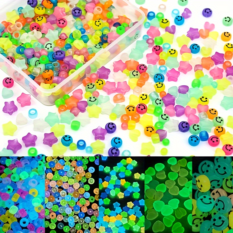 

800pcs Luminous Mix Color Glow In The Dark Bulk Acrylic Beads For Jewelry Making Diy Hair Braiding Bracelets Necklaces Beaded Craft Supplies