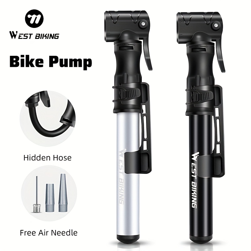 

West Biking Compact Aluminum Alloy Hand Pump - Portable Tire Inflator For Mtb, Road Bikes & , Black, West Biking