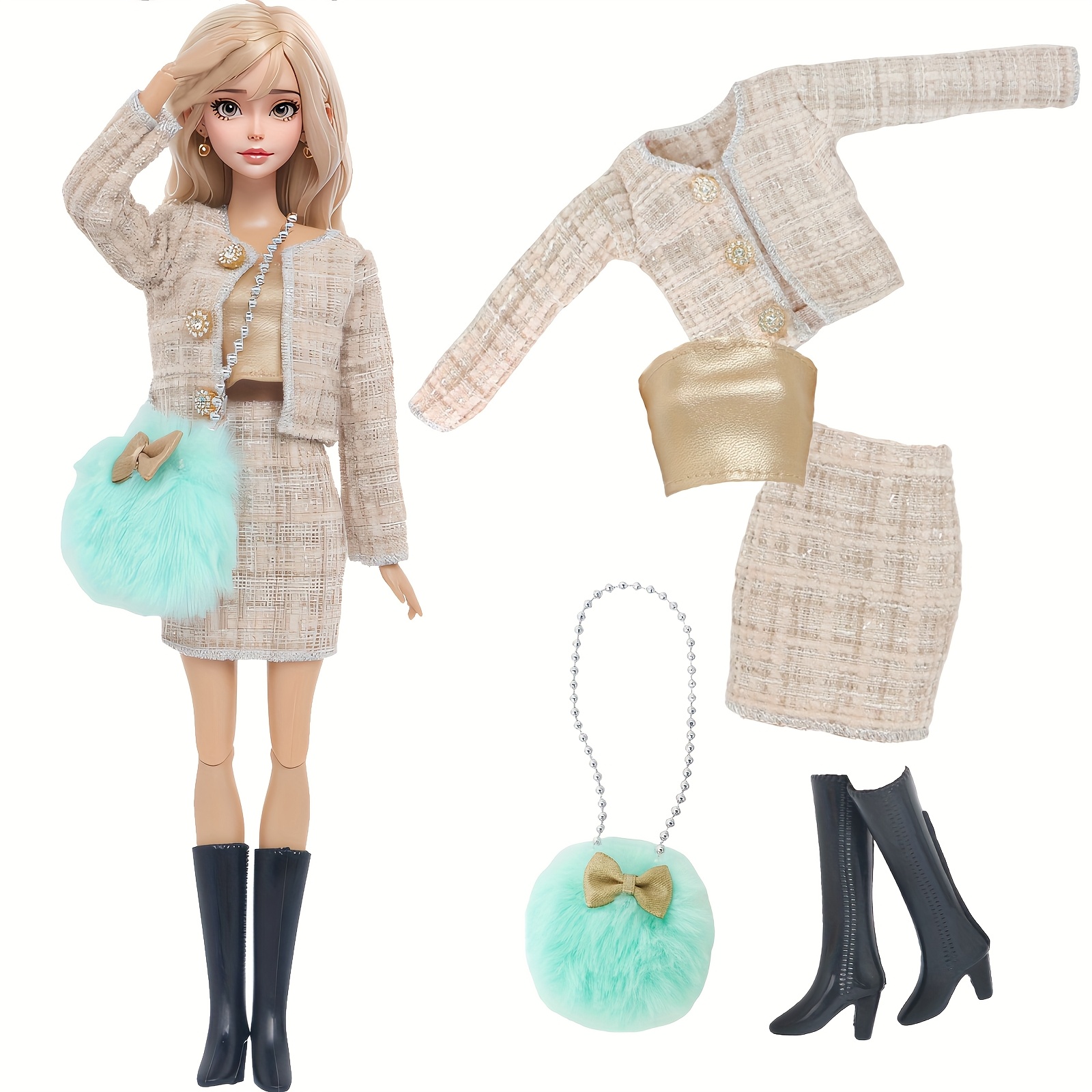 juego piezas accesorios muñecas: conjunto elegante ropa Temu