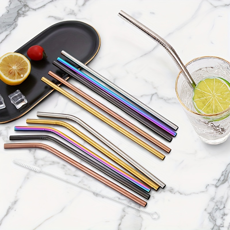 

3/10/18-piece Set, Reusable Stainless Steel Straws, Beverage Straws, Stainless Steel Straws And Brushes, Perfect For Coffee, Milk Tea And Outdoor Camping