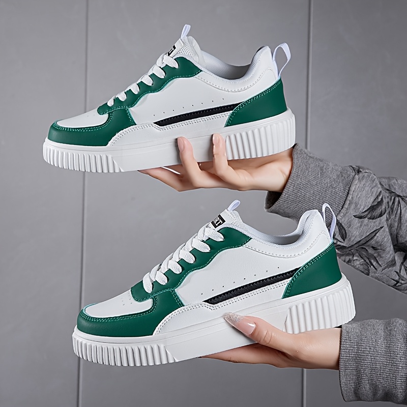 Temu – TEMU [ Sneakers] Non-slip Durable Sneakers – Design | Lace-up For Casual Attire, Versatile Modern Sneakers, Textured Sole Sneakers, Women Shoes