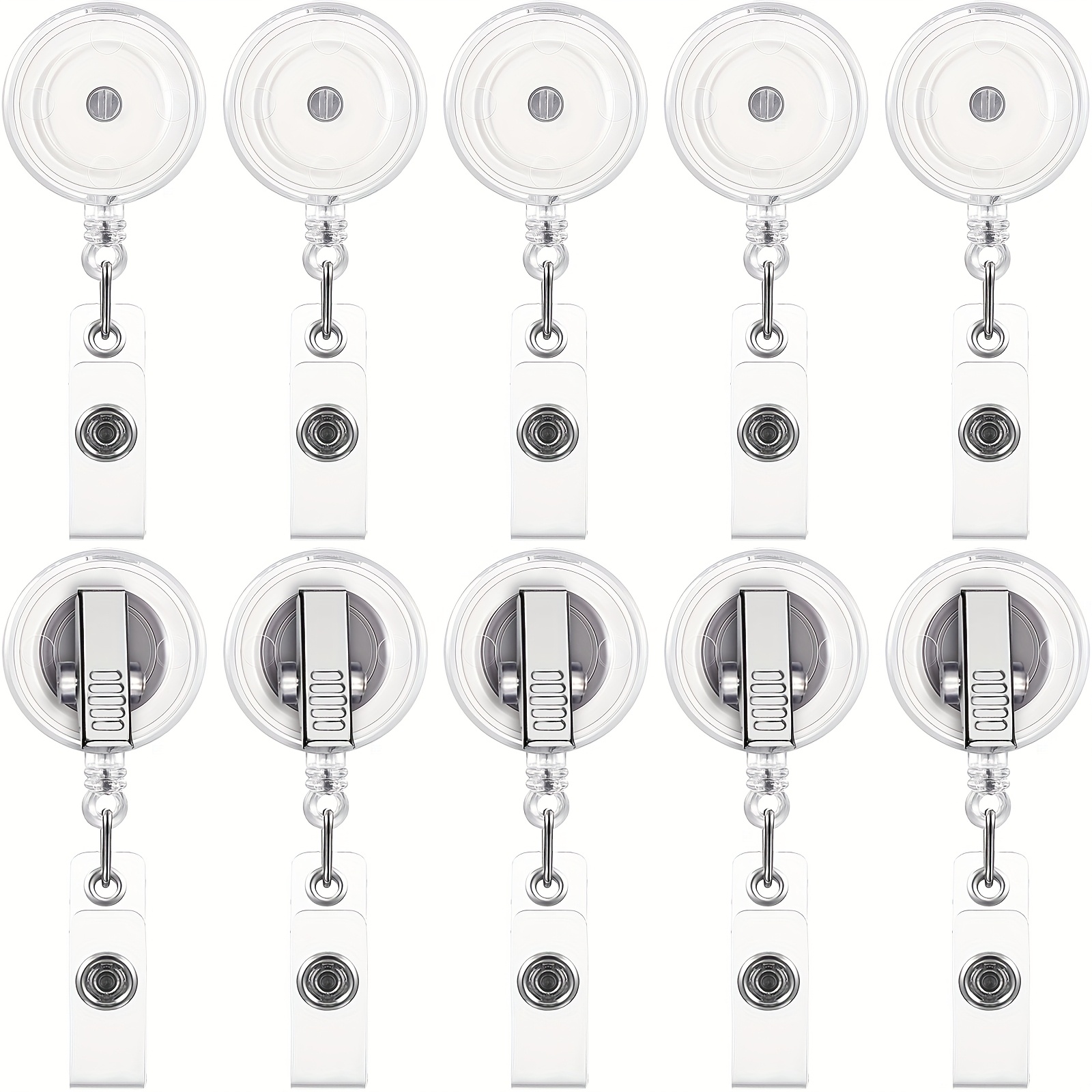 

50pcs Translucent Clear Retractable Badge Holder Reels With Swivel Alligator Clip - Abs Material, Ideal For Students, Teachers, Office Workers, Yaomiao