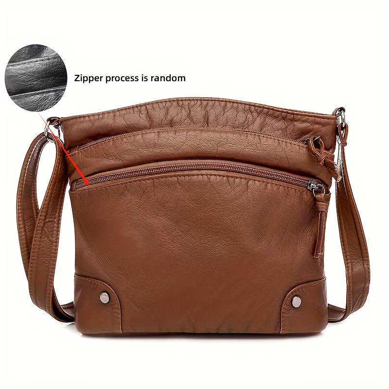 TEMU Women'- Crossbody Bag With Adjustable Strap, -compartment - Lightweight, Zip Closure - Available In Light /black