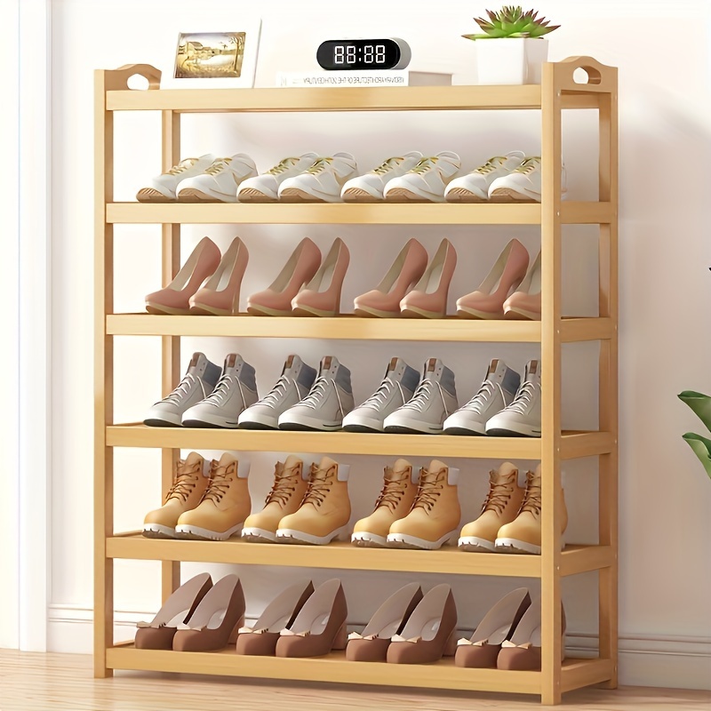 

1pc Bamboo Wooden Shoe Rack Home Floor Standing Simple Shoe Rack Multi-layer Shelf Dormitory Entry Space Saving Storage Small Shoe Cabinet